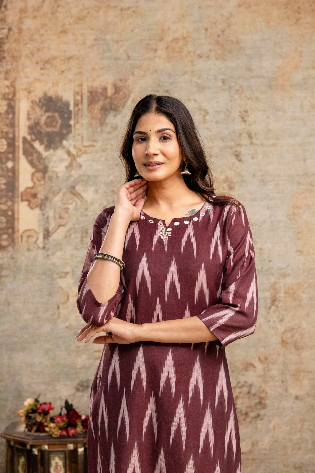 Ikat print pure cotton co-rd set