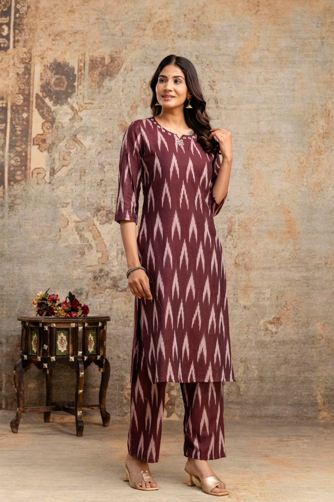 Ikat print pure cotton co-rd set