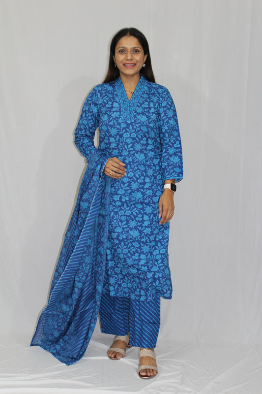 Blue pure cottan suit