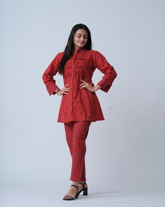 Red Co-ord Set with black dot