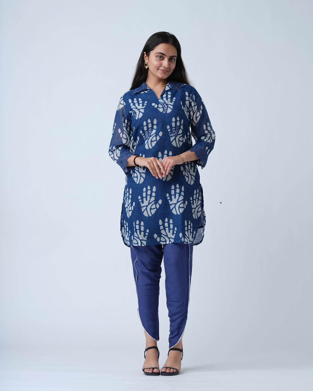 Blue and White Kurta with DhotI