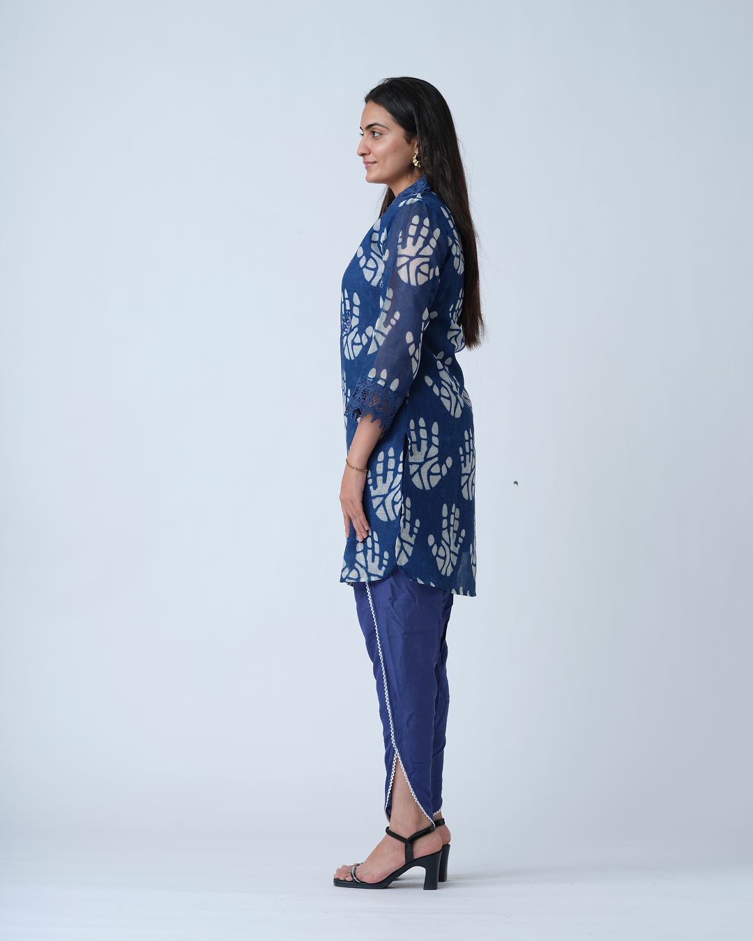 Blue and White Kurta with DhotI