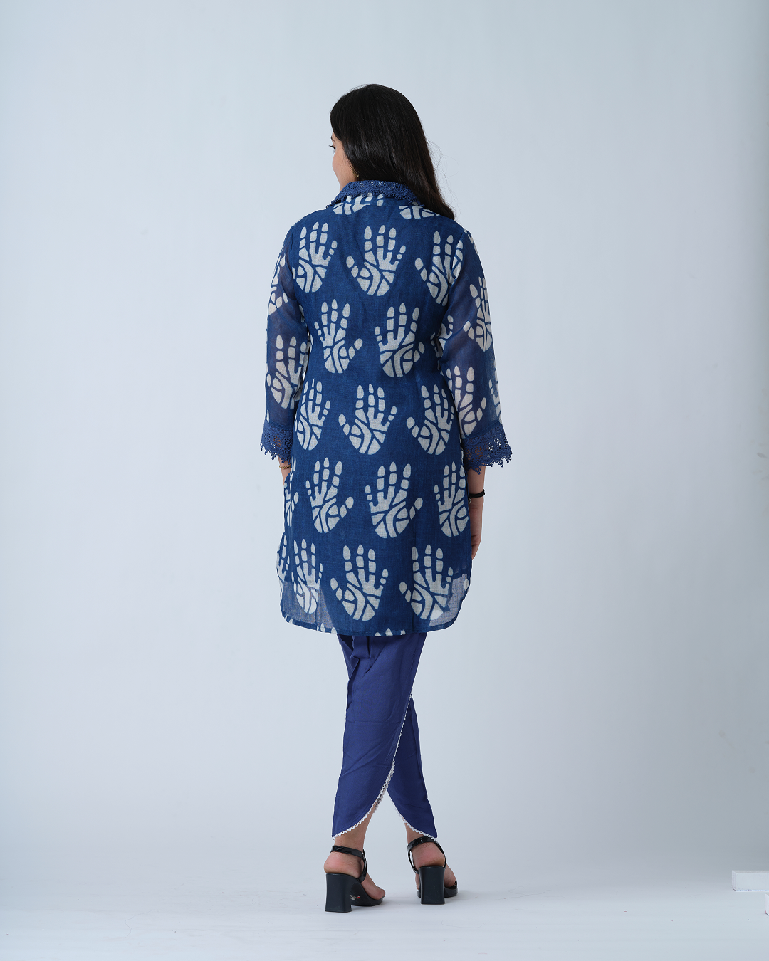 Blue and White Kurta with DhotI