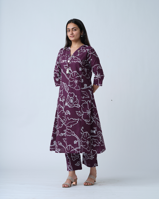 Purple A-Line Kurts Set