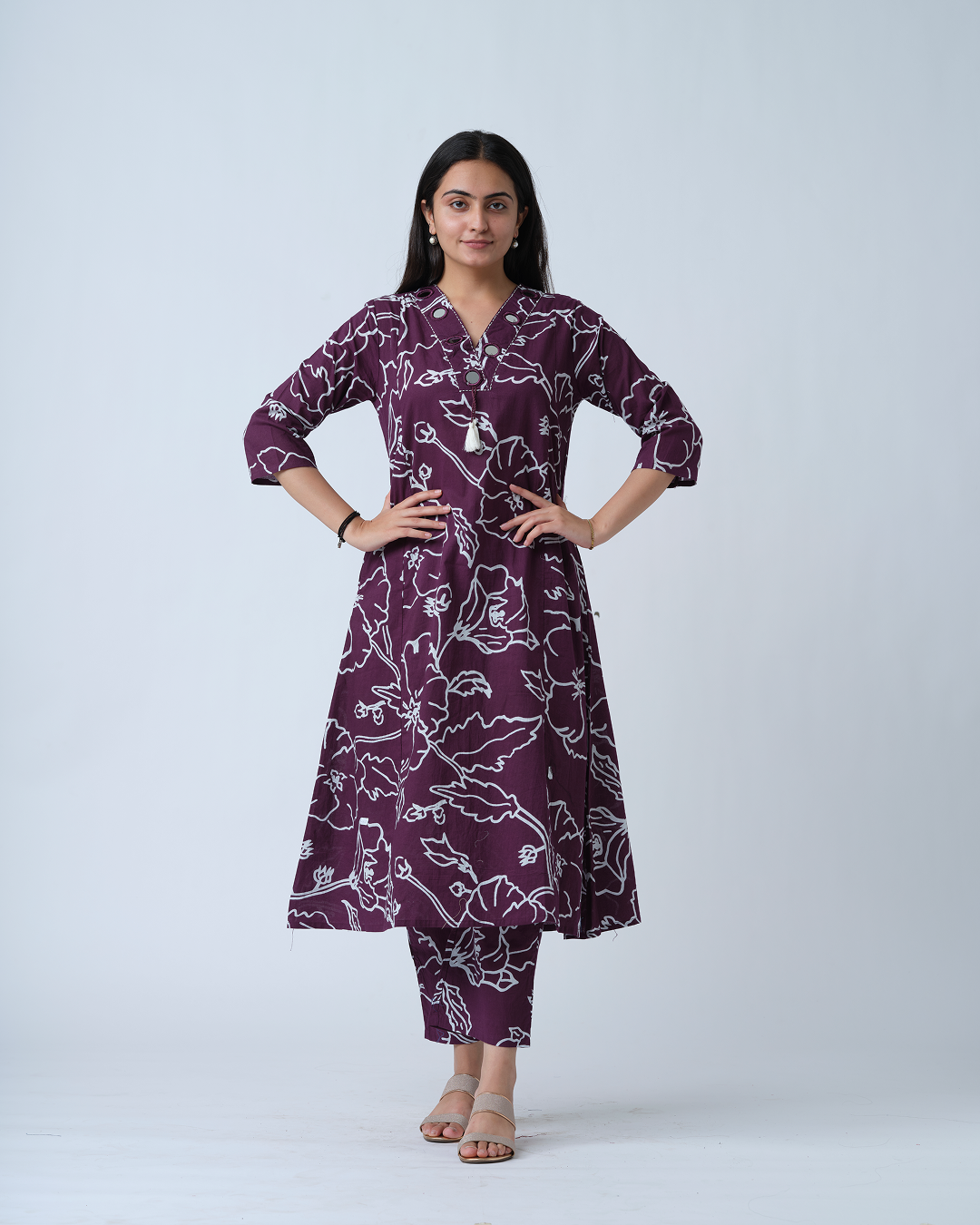 Purple A-Line Kurts Set
