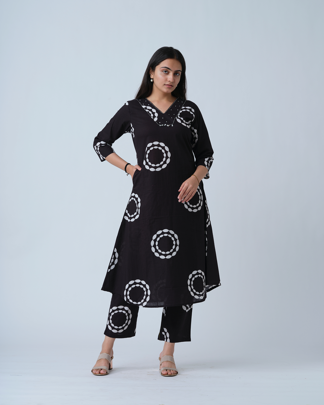 Black A-line Kurta Set